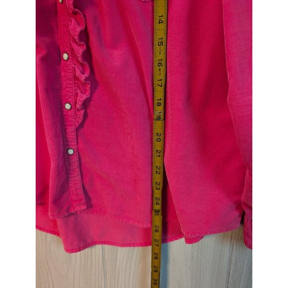 Sundance Womens Ombeline Corduroy Shirt XL Pink Pearl Snap Western Prairie - Picture 6 of 6